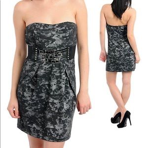Black and Gray Strapless Dress